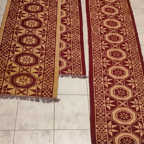 Wool rug runner set like new, 3 pieces burgundy-beige
