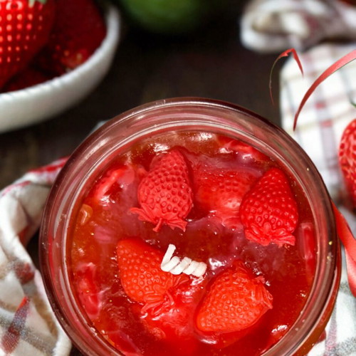 Gel candle marmalade with strawberry scent handmade