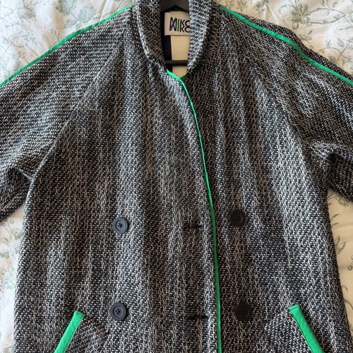MIKO MIKO tweed coat like new, black and gray with green trim