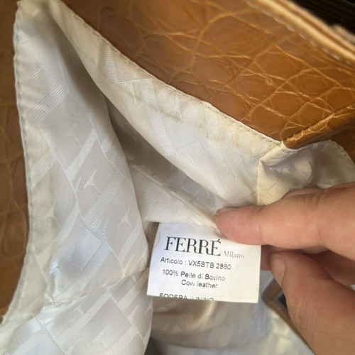 Ferre Vintage handbag used, calf leather, 50x34x16 cm