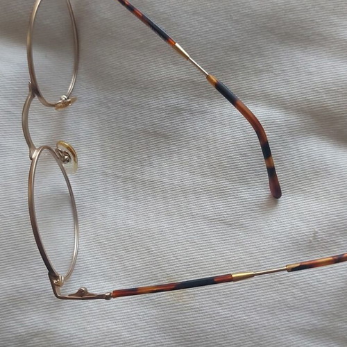 Vintage presbyopia eyeglass frame like new, metal, gold and brown