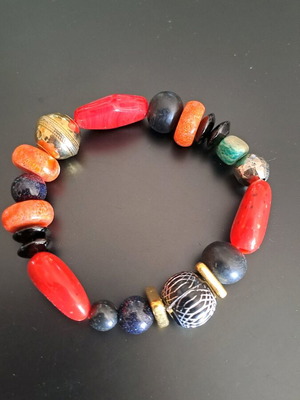 Ethnic handmade bracelet like new with natural stones and vintage details