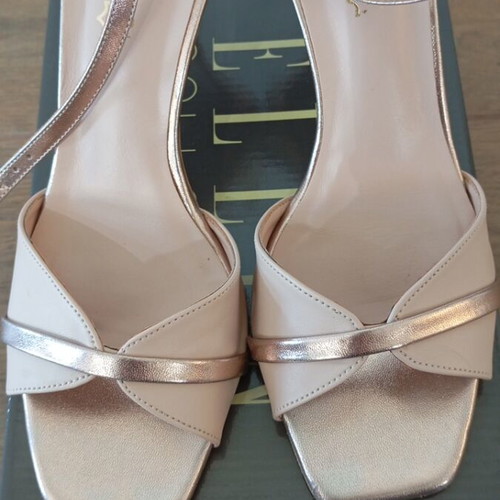 Ellen Collection nude gold sandals used, size 39, 8cm heel