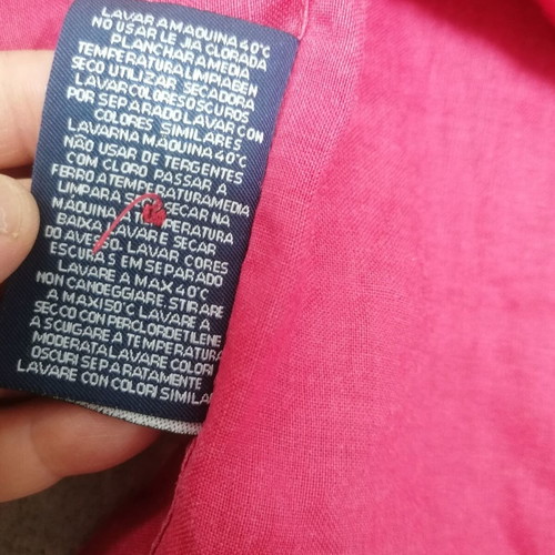 Linen shirt used, vintage red-pink, medium-large fit