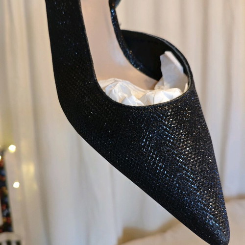 Black glitter sling-back heels size 41 like new