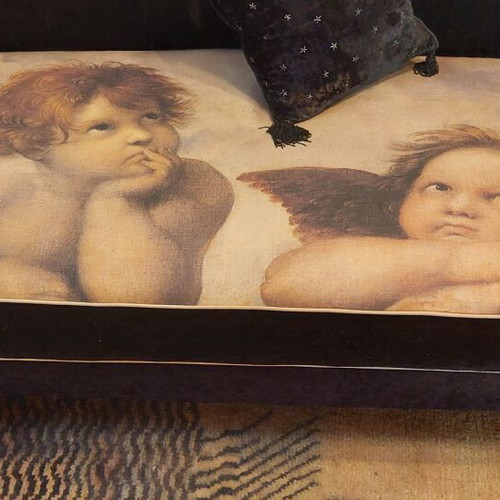 Recliner with stool like new, cherubs and Swarovski