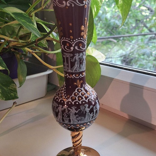 Murano Italy antique vase with gold ornaments, new