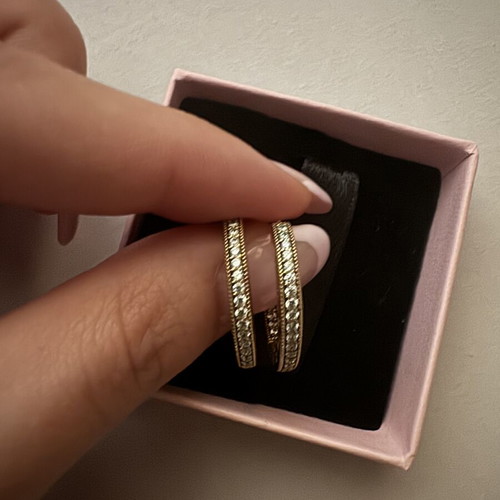 Pandora signature logo pave gold-plated hoop earrings with zirconia