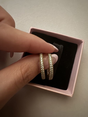Pandora signature logo pave gold-plated hoop earrings with zirconia