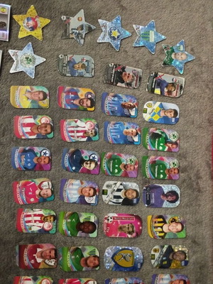 Metal football tags used, 64 pieces with 5 stickers
