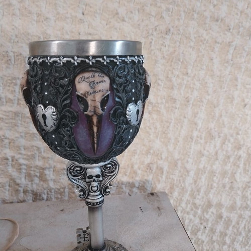 Edgar's Raven Gothic Goblet by Nemesis Now new, polyresin with stainless steel insert