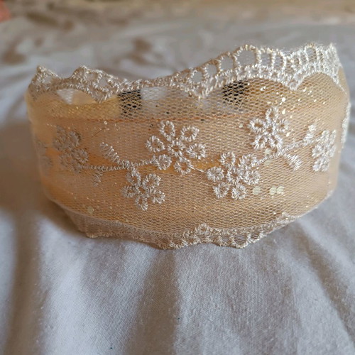 Fairy hairband with glitter and knitted flowers like new