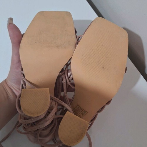 Pink satin sandals size 38 like new