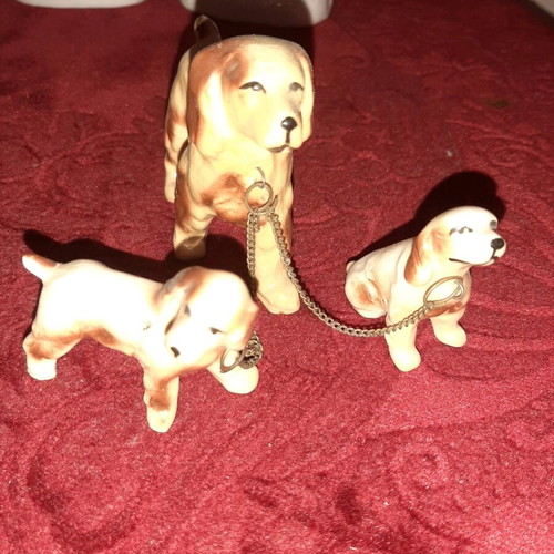 Porcelain dogs used, set of 4, collectible