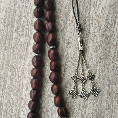 Worry beads with nutmeg new, 27 brown beads