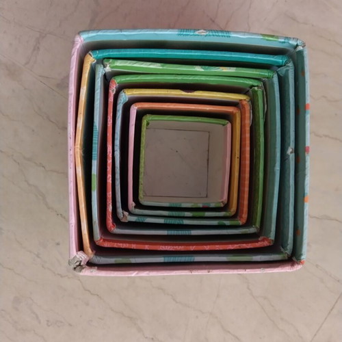 Stacking cubes used with visible wear