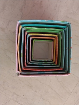 Stacking cubes used with visible wear