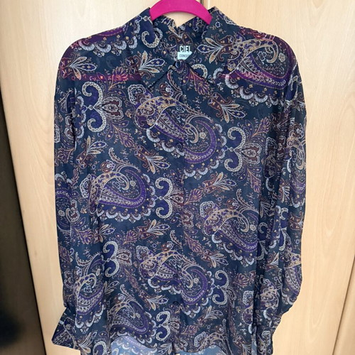 Ciel Concept shirt skirt and ribbon set like new, blue and purple