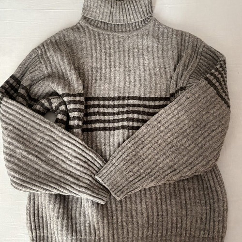 John Devin knitted turtleneck sweater like new, black and gray, XXL
