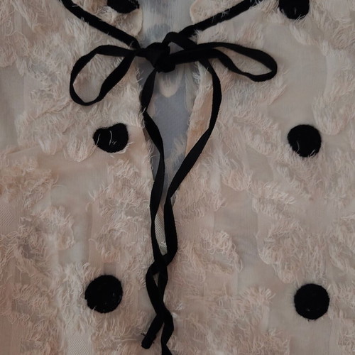 Shein romantic beige blouse with black polka dots and velvet ribbon