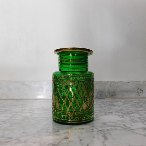 Decorative vase made of blown glass with gold paint, vintage, like new