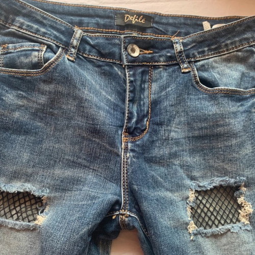 Jeans with mesh details used, size M, blue