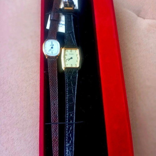 Technos Swiss wristwatch set Tank and Ellipse, NOS