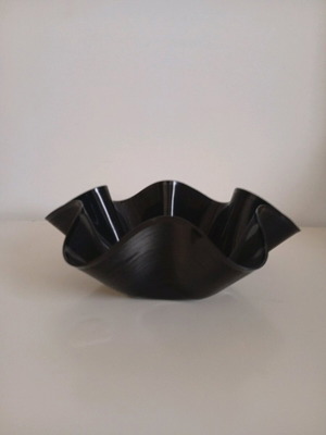 Bowl made from vinyl record used, asymmetrical