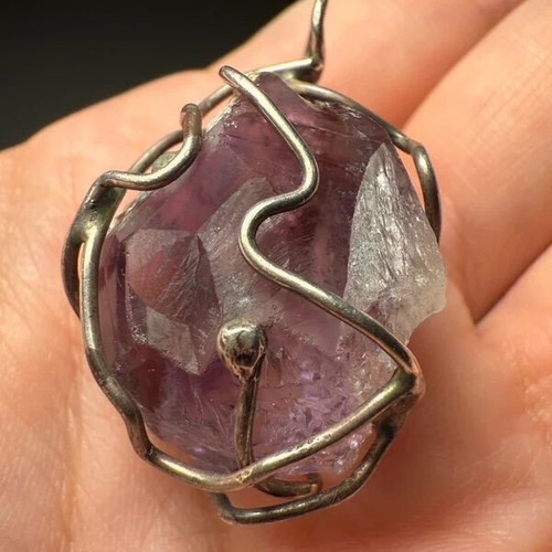 Handmade pendant with amethyst semi-precious stone like new