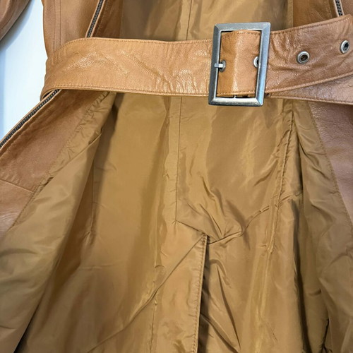 Sarah Lawrence leather coat like new, cognac color