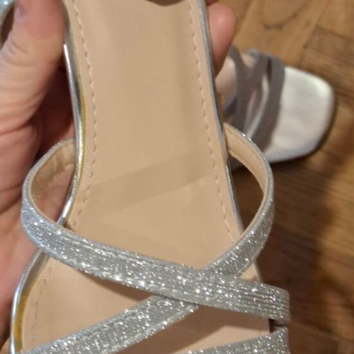 Silver sandals like new, size 40, 9 cm heel