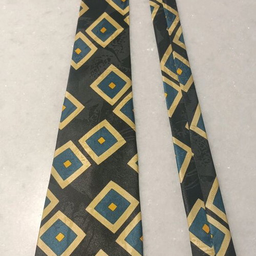 Tarlazi silk tie like new, blue with geometric shapes