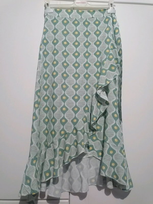 Italian pareo skirt like new, mint with yellow details, S-M