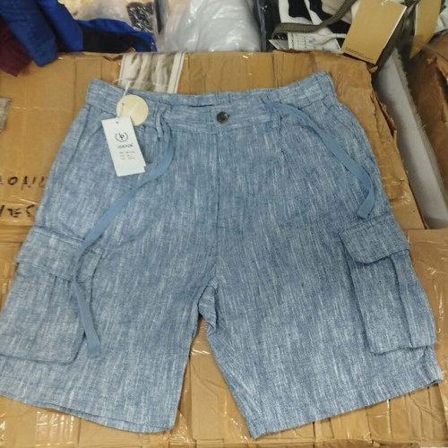 Men's Linen Cargo Shorts NS-7779 New, Sizes 30-40, Turquoise