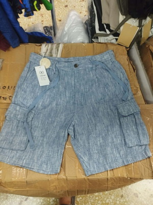 Men's Linen Cargo Shorts NS-7779 New, Sizes 30-40, Turquoise
