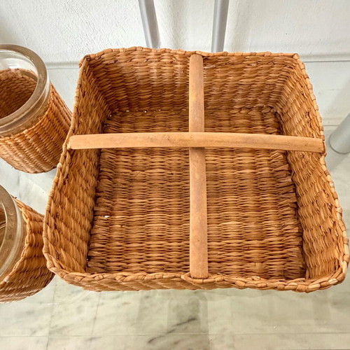 Decorative tealight set and holder with handmade wicker lining new
