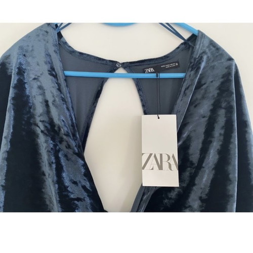 Zara midi velvet dress new blue size S