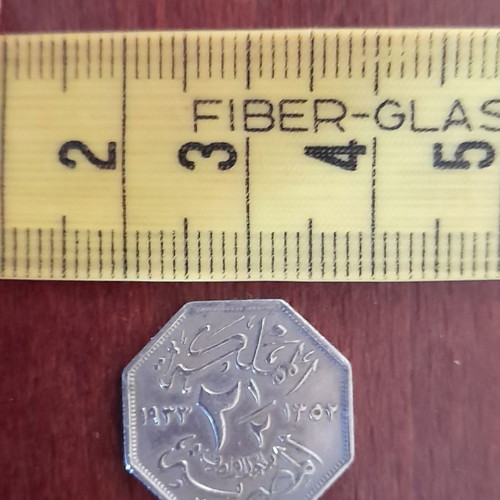 Egypt 2.5 Milliem Coin 1933 used, octagonal