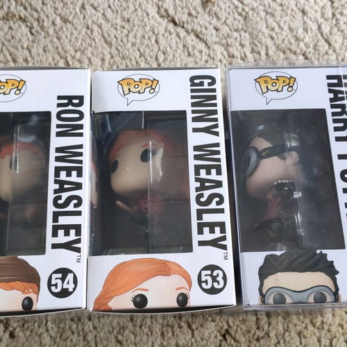 Harry Potter Funko Pop Set Ginny Weasley Ron Weasley Riding Broom like new
