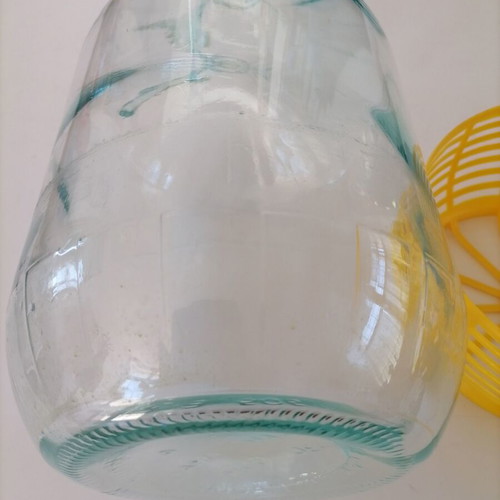 Glass 5-liter damigiana used with plastic protective base