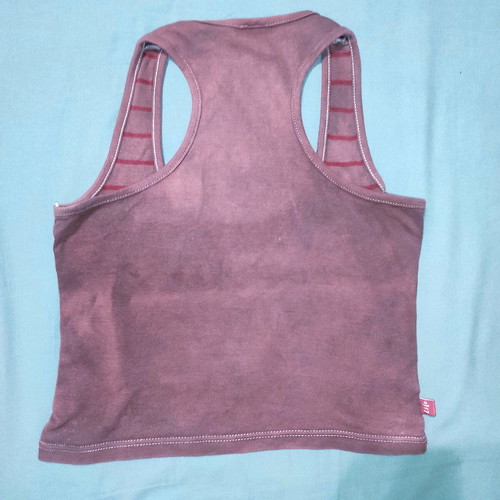 Reworked striped tank top with star embroidery dusty rose