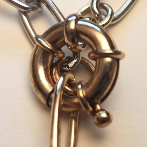 Long stainless steel necklace Bijou Brigitte bicolor gold - silver new