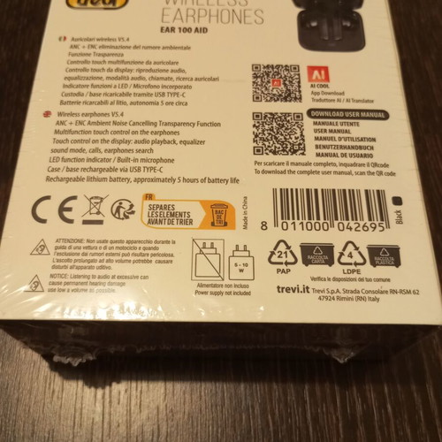 Trevi Wireless Earphones Ear 100 Aid New, Sealed Packaging