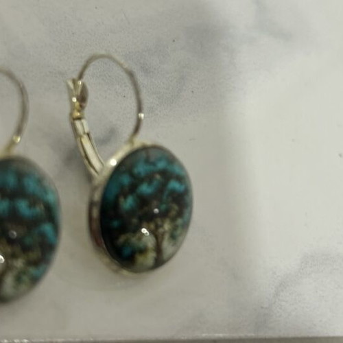 Earrings with Tree of Life graphic like new, alloy glass