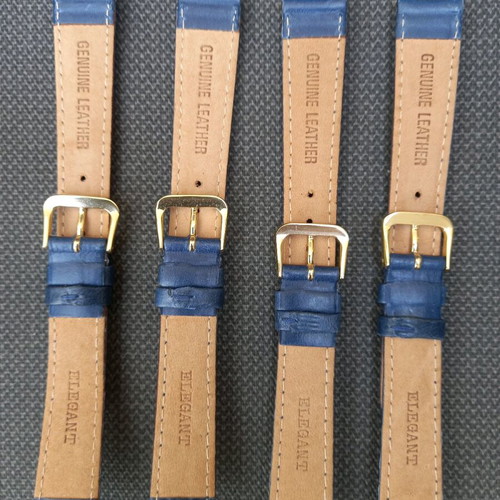 Set of 4 handmade genuine leather blue watch straps
