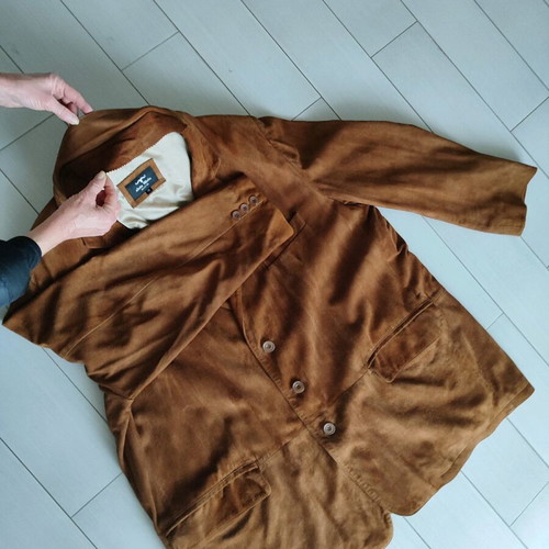 Vintage suede leather men's jacket Leder Moden Collection like new, tan