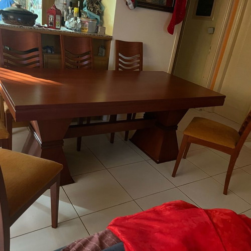 Solid Walnut Dining Set like new with 6 chairs
