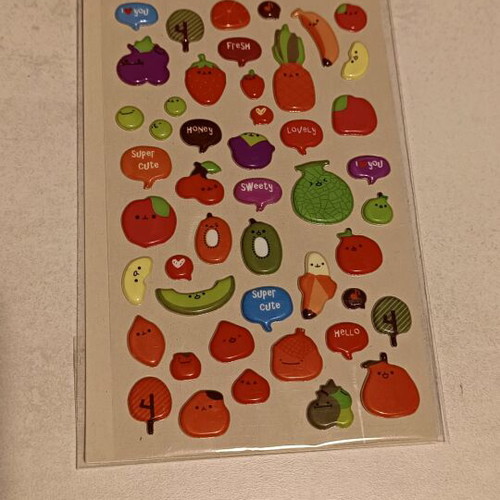 Puffy fruit stickers new, pack of 47 pieces