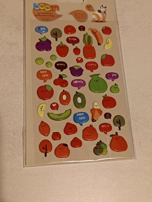 Puffy fruit stickers new, pack of 47 pieces