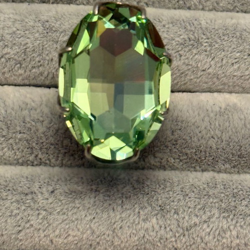 Silver ring with multicolor and green Swarovski stone new